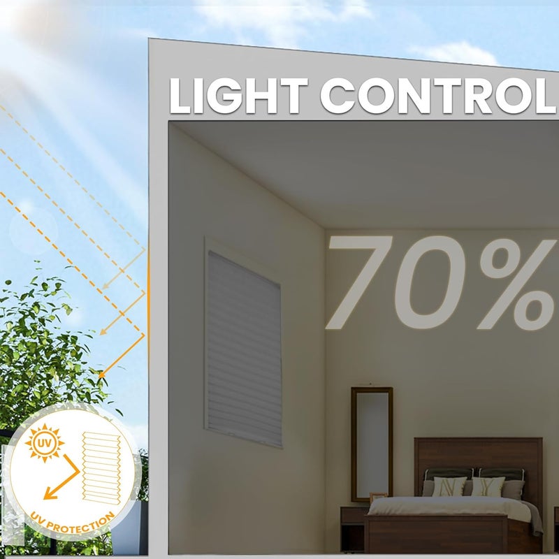 Touri 6 Packs Cordless Pleated Light Filtering Window Shade 36 in x 72 in Easy to Cut and Install, White, Paper Blinds with 12 Clips - Image 2
